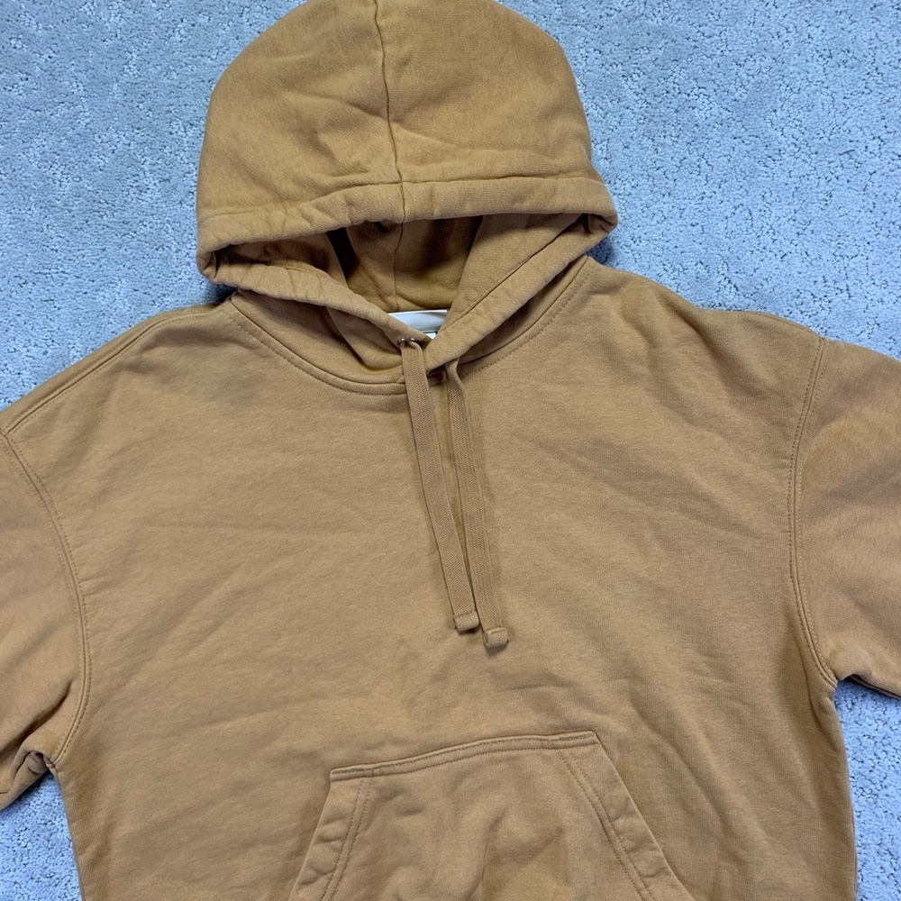 H&M Blank Staple Hoodie XS Yellow Orange Sweatshirt Pullover Heavy Oversized - Picture 2 of 13
